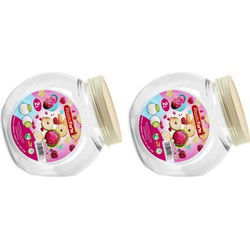 Snoeppot/voorraadpot - 2x - 2L - beige - kunststof - D12 x H17 cm - Voorraadpot