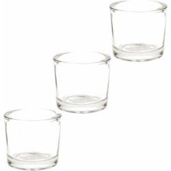 Glazen theelicht/waxinelicht kaarsenhouder - 3x - 6x6 cm - transparant - Waxinelichtjeshouders