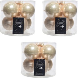 Kerstboomversiering licht parel/champagne kerstballen van glas 8 cm 18x stuks - Kerstbal