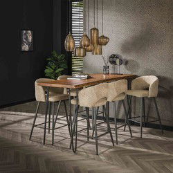 Barstoel Bouclé Bouclé - Zithoogte 69cm - 51x50x94cm - Salon - Set van 2