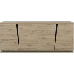 Buffet 4 Deuren Eiken en Zwart Decor L221 cm - Crack