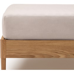 Kave Home - Grijs hoeslaken Simmel van katoen en linnen voor een bed van 180 cm