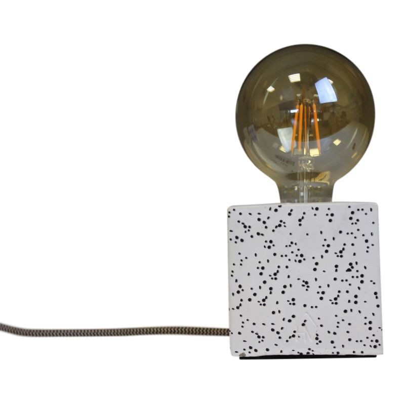 Blok Lamp-10x10cm-incl. grote gloeilamp-Stippen- Zwart/ Wit-Housevitamin - 