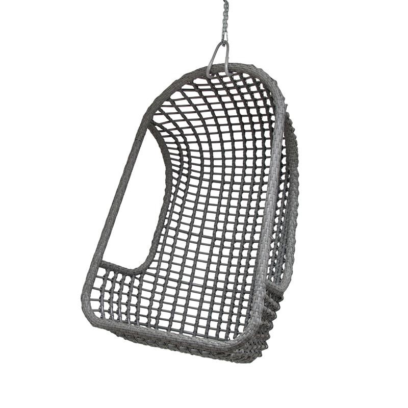 HK-living hanging chair, hangstoel voor buiten grijs 77x55x110cm - 