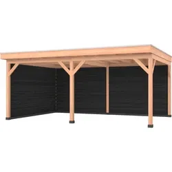 Douglas overkapping 600 x 400, met zwarte achterwand en zijwand, Westwood Comfort