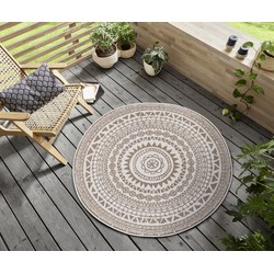 Rond Binnen & Buitenkleed Omkeerbaar - Coron Beige/Crème - Ø 140 CM