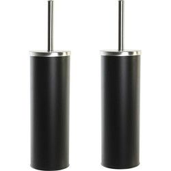 Items Toiletborstel - 2x - klassiek - polystone - zwart - 39 x 10 cm - Toiletborstels