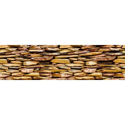 Sanders & Sanders zelfklevende behangrand stenen muur beige en bruin - 14 x 500 cm - 600093