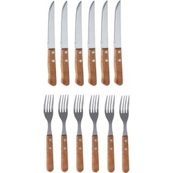 12-delige vorken & messen set RVS zilver 21 cm - Besteksets