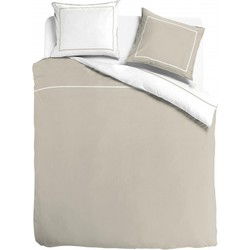 Luxe dekbedovertrek doubleface - Egyptisch percal katoen - 240x200/220 - zand/wit