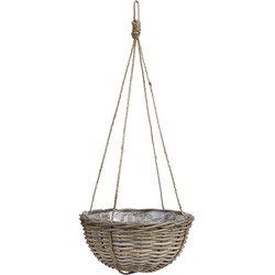 Mica Decorations Marcia Plantenmand Hangend voor Buiten - H20 x Ø40 cm - Rotan - Grijs