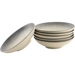 OTIX Diepe Soepborden - Pastaborden - Bordenset 6 Persoons - Zwart Taupe - 19cm - Keramiek - TULIP