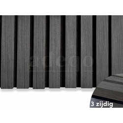 Adeqo Akupanel - Akoestische panelen - Zwart Eiken 240 x 60 cm - 3 zijdig