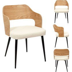 Set van 2 stuks Eetkamerstoelen Loki Eettafelstoel - Creme/Bruin