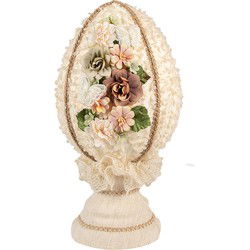 Clayre & Eef Decoratie Beeld Ei Ø 20x39 cm Beige Textiel op Kunststof