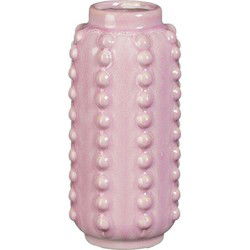 Mica Decorations Bloemenvaas - boaz - gebobbeld - roze - 18 x 8 cm - Vazen