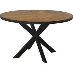 Livingfurn - Eetkamertafel Accent Round - Teak Hout - 130 cm - Bruin