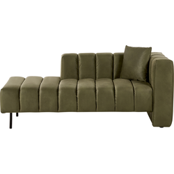 LANNILS - Chaise longue - Olijfgroen - Rechtszijdig - Fluweel