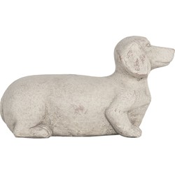 Clayre & Eef Decoratie Beeld Hond 24x9x13 cm Grijs Steen