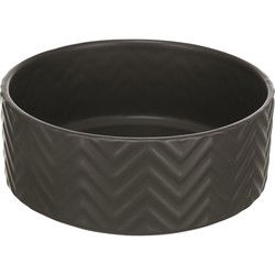 TRIXIE VOERBAK / DRINKBAK WAVE KERAMIEK GRIJS 16 CM 900 ML