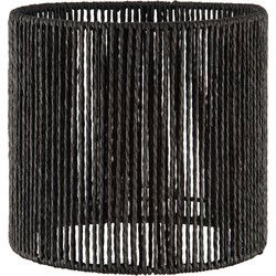 Papieren Woven Lampenkap - Cilindrisch - Black - Moderne stijl - ø20 x 17 cm - E27 fitting - Voor Wandlampen en Tafellampen - Ontworpen voor woonkamer en eetkamer