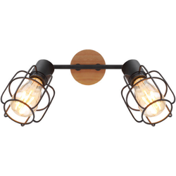 Plafondlamp met twee metalen staven | E27 | Zwart | Plafondspots | Industrieel | Binnen
