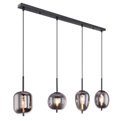 Rookkleurige 4-lichts hanglamp | Glas | Hanglamp | Rook kleur | Woonkamer | Eetkamer