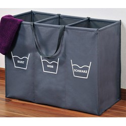 Wassorteerder - 150 L - Sorteer wasmand op Temperatuur - 30° 60° 90° - Wasbasket - Wasmand met 3 Vakken - 74 x 36 x 59.5Cm - Grijs