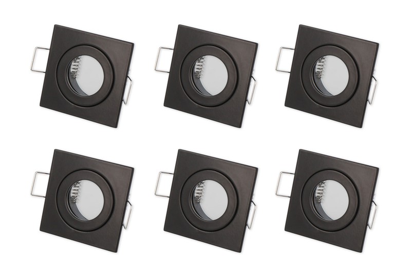 LEDline Inbouwspot, MR11 mm), Vierkant, Aluminium, Waterdicht IP44, Mat Zwart, 6-Pack - LEDline - | HomeDeco.nl