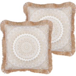 GERANIUM - Sierkussen set van 2 - Zandbeige - 45 x 45 cm - Polyester