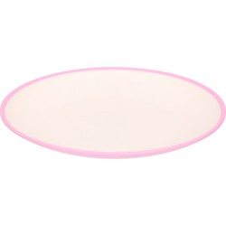 Onbreekbare kunststof/melamine roze ontbijt bordjes 23 cm voor outdoor/camping - Campingborden