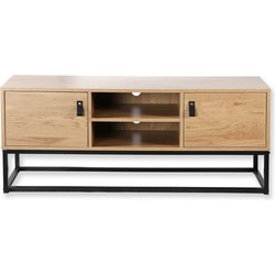 TV-meubel met 2 deuren en centrale nis, Eikenlook L120 cm - JILL