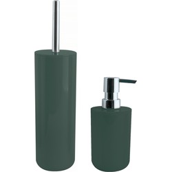 MSV Toiletborstel in houder 38 cm/zeeppompje set Moods - kunststof - donkergroen - Badkameraccessoireset