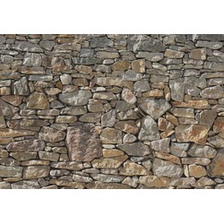 Komar fotobehang Stone Wall grijs en beige - 368 x 254 cm - 610999