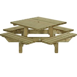 Picknicktafel vierkant 195x195 - Talen Buitenmeubelen