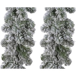 Set van 3x stuks kerst dennenslinger guirlandes groen met sneeuw 20 x 270 cm - Guirlandes