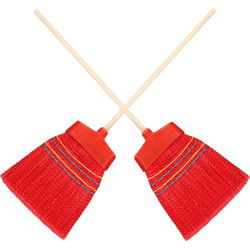 Sorex Binnen/buiten bezem - Set van 2x stuks - zacht - multi kleuren - 132 cm - retro bezems - Bezem