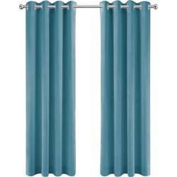 LW Collection OUTLET LW Collection Gordijnen Turquoise Velvet Kant en klaar 225x140CM