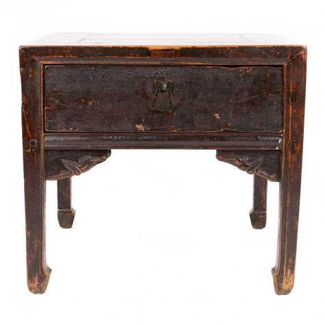 Fine Asianliving Antique Chinese Small Table Handcrafted Designed Brown - 