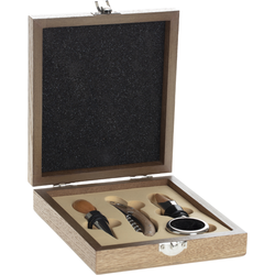 OTIX Wijnset - met Luxe Kurkentrekker - Bruin - 15x17x4.4cm - RVS  - Wijn Accessories - Wijnstopper
