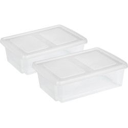 Sunware 2x stuks opslagbox kunststof 30 liter transparant 59 x 39 x 17 cm met deksel - Opbergbox