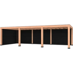 Douglas overkapping, 900 x 400, met zwarte achterwand en zijwand, Westwood Modern
