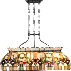 LumiLamp Hanglamp Tiffany  115x36x130  Groen Metaal Glas Rechthoek Hanglamp Eettafel