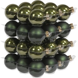 36x Donker groene glazen kerstballen 4 cm mat/glans - Kerstbal