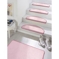 Traploper Uni Laagpolig Effen Vloerkleed - Fancy - Roze  (15 stuks ) - 23x65 cm