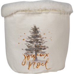 Clayre & Eef Opbergmand  Ø 15x15 cm Wit Bruin Synthetisch Rond Kerstboom Mand