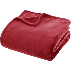 Atmosphera Plaid/bank deken - warm rood - polyester - 180 x 230 cm - Plaids