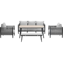 Garden Impressions Tavira lounge dining set 5-delig - grey sand