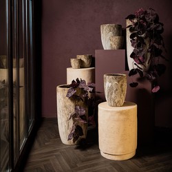 PTMD Bloempot Miah - 25x25x21 cm - Keramiek - Bruin - Set van 3