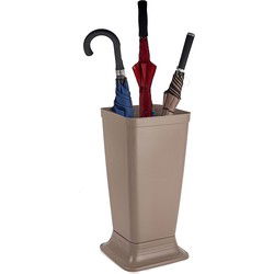Plasticforte Paraplubak/parapluhouder Plain - beige - glad kunststof - D26 x H52 cm - hoge voet - Paraplubakken